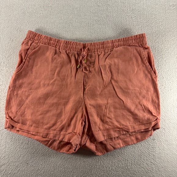 Ellen Tracy Pants - Ellen Tracy Linen Blend Drawstring Waist Shorts‎ Peach Coral Women's XL